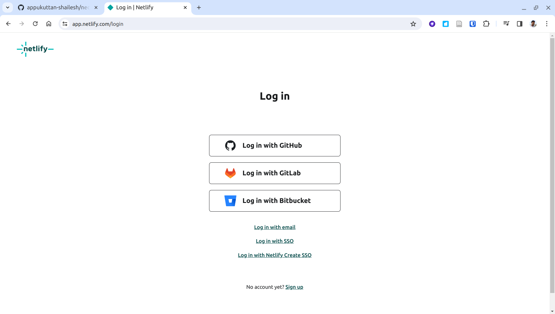 Netlify login