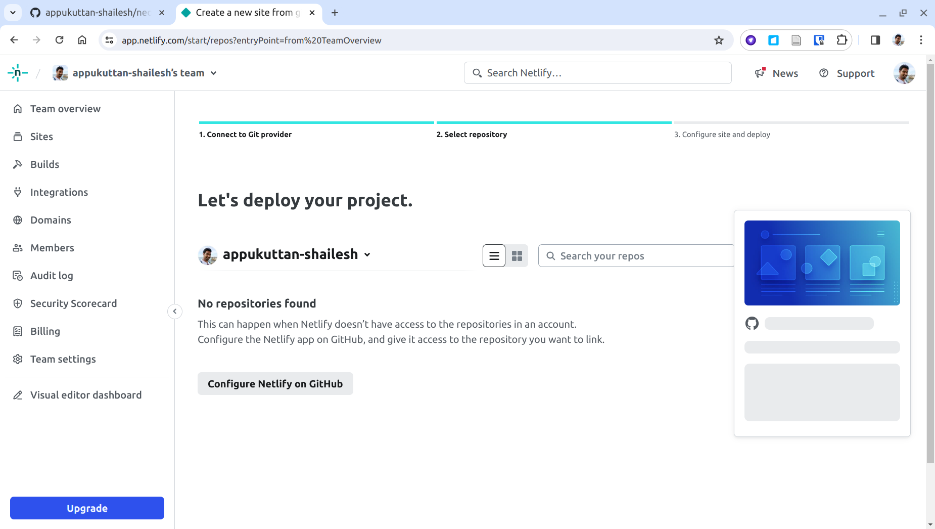 Configure Netlify GitHub